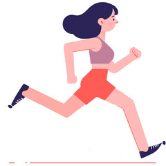 Vector illustration of woman exercising by running. Women's jogging.