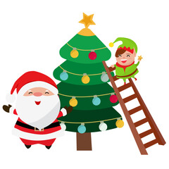 christmas tree with santa claus, santa claus set, santa claus and snowman
