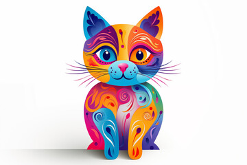 Colorful line cat vector for logos artwork and decorations.