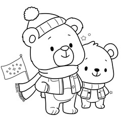 Bear wearing a sweater drawing line