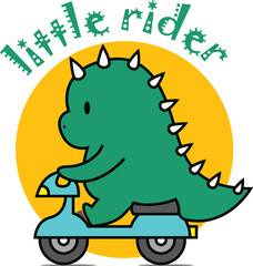 little rider dinosaur with a bike tshirt design concept