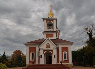 A modern church in honor of the wonderworker St. Sergius of Radonezh in the urban-type settlement...