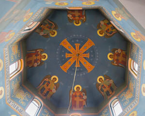 A modern church in honor of the wonderworker St. Sergius of Radonezh in the urban-type settlement...