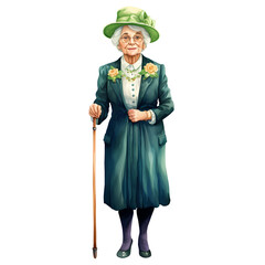Cute Little Grandma St Patrick Clipart Illustration