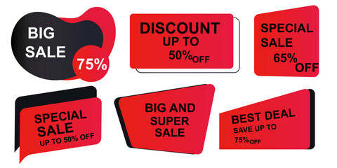 Sale Banner badge label promotion black, red color design collection