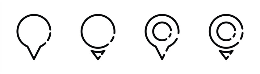 Location icon set. map pin, map marker icon thin line style. vector illustration