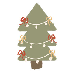 Christmas Tree With Decorative Lights 1 Christmas Illustration