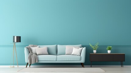 Interior walls for living room in the living room in a blue colour.
