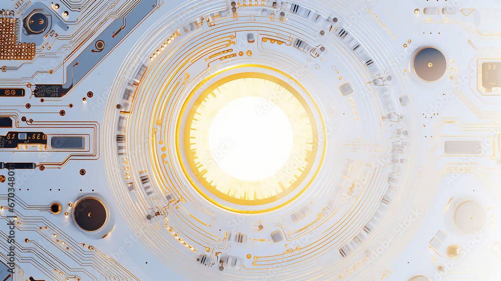 Aufkleber white computer chip light fluorescent button isolated on the background computer graphics website design