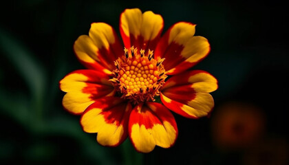 A vibrant yellow daisy blossoms in the fresh summer meadow generated by AI