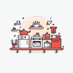 kitchen set cooking utilities icon set