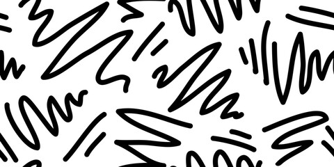 Funny lines doodle Seamless pattern background. Creative minimalist modern line art background. vector illustrations