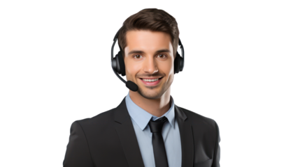 Young man call center ready to work