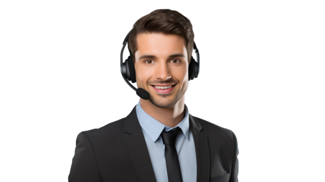 Young man call center ready to work