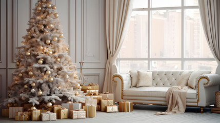 christmas tree in room.