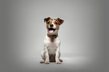 Cute and small dog posing cheerfully isolated