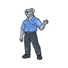 Obraz premium Helpful Police Dog Cartoon Character anthropomorphic in Uniform