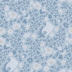 Fototapeta na wymiar Blue and beige seamless pattern