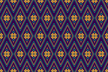 Fabric Mexican style. Geometric ethnic flower seamless pattern traditional. Aztec tribal ornament print. Design for background, illustration, fabric, clothing, carpet, textile, batik, embroidery.