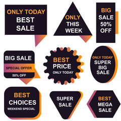 Realistic sales label set