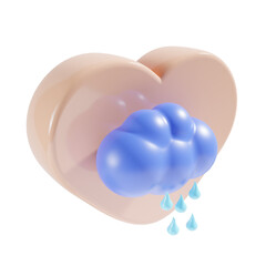 cloudy and drizzly weather with love background 3d illustration