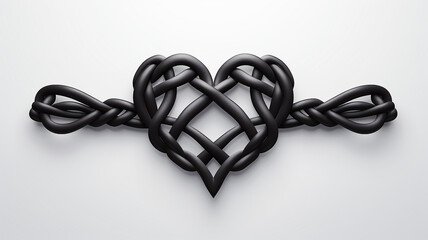 Naklejka premium heart shape logo braided black leather strap isolated on white background unusual valentine
