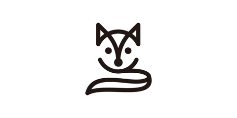 The cute fox logo design is made in a minimalist line style.