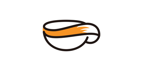 The logo design is a combination of the shape of a coffee cup with a fox made in a minimalist line and abstract style.