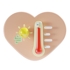 good weather temperature with love background 3d illustration