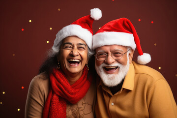 Fototapeta premium senior couple celebrating Christmas festival.