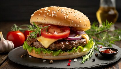 Sizzling Satisfaction: Up-Close Beef Burger