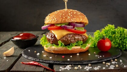Delicious Homemade Burger in Focus