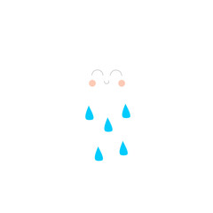 Vector Cloud With Water Drops Simple Icon
