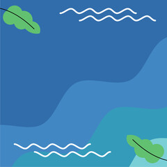 Sea Box Background with Green Leaf Decoration for Children
