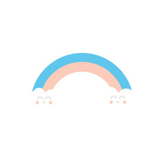 Vector Rainbow With Two Clouds Simple Icon
