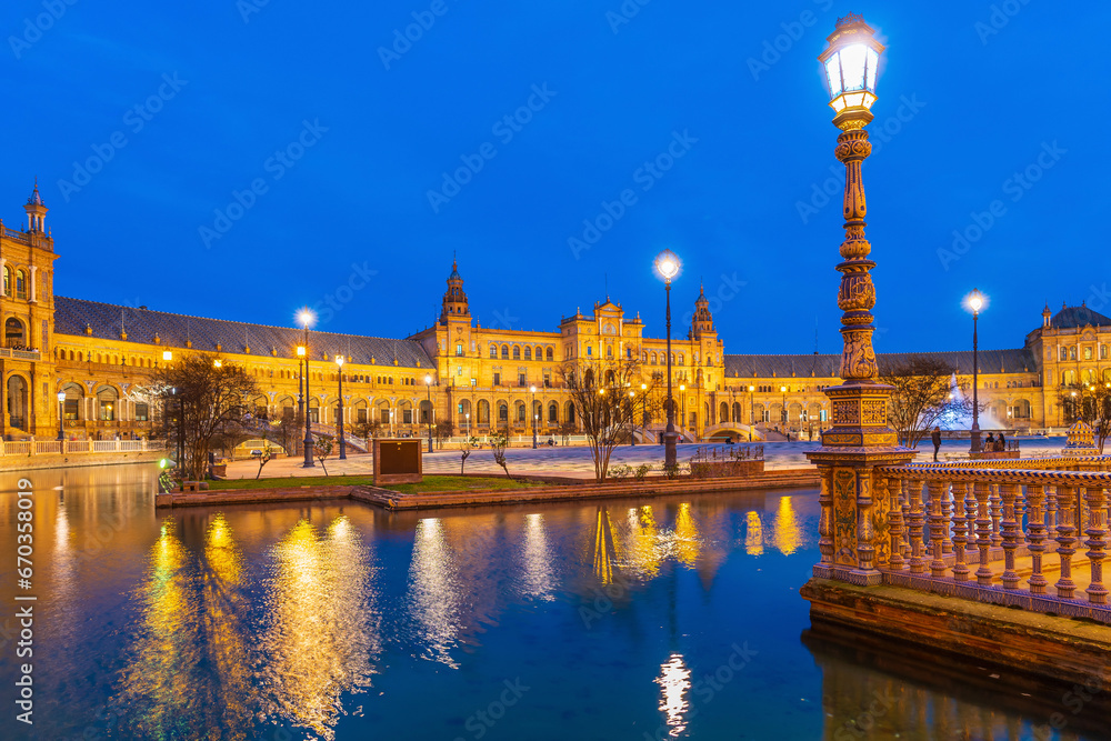 Wall mural panoramic view of plaza de espana in seville, spain