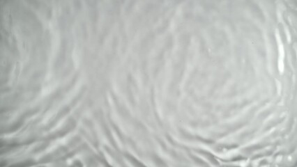 Abstract water waves in slow motion on a white background. View from above.