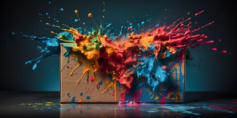 Colorful neon paint splash abstract liquid background, "Vibrant Neon Paint Splash Abstract"