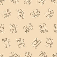 Mailbox line art seamless pattern. Suitable for backgrounds, wallpapers, fabrics, textiles, wrapping papers, printed materials, and many more. Editable vector.