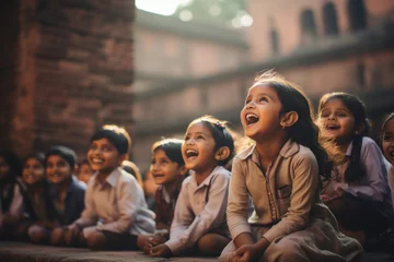 Fotobehang Indian little children audience looking someone © PRASANNAPIX