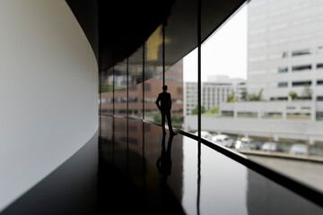 View from the window of an office building on the city landscape.