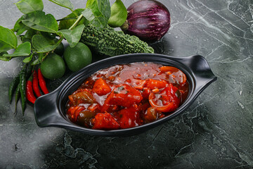 Chinese cuisine - chicken in sweet and sour sauce