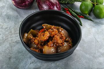 Asian cuisine - prawn in chili sauce