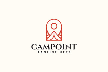 camp point adventure line style modern logo design template