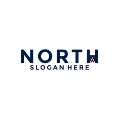 North Letter logo with arrow, compass logo design vector template
