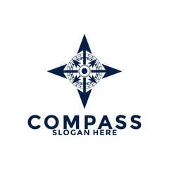 Obraz premium compass logo design vector, creative idea compass or navigation logo icon template