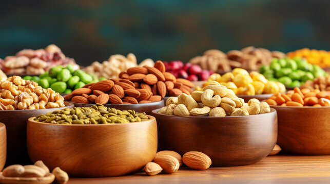 nuts and dried fruits HD 8K wallpaper Stock Photographic Image 