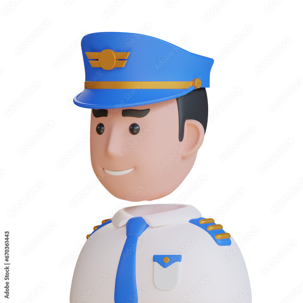 Poster 3d model of blue-white pilot avatar. avatar pilot design featuring blue and white color combination.