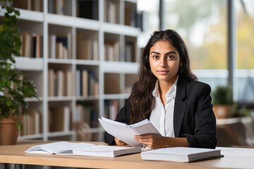 Young college girl giving happy expression