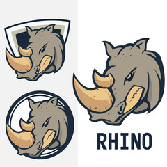 set of rhino vector logo
